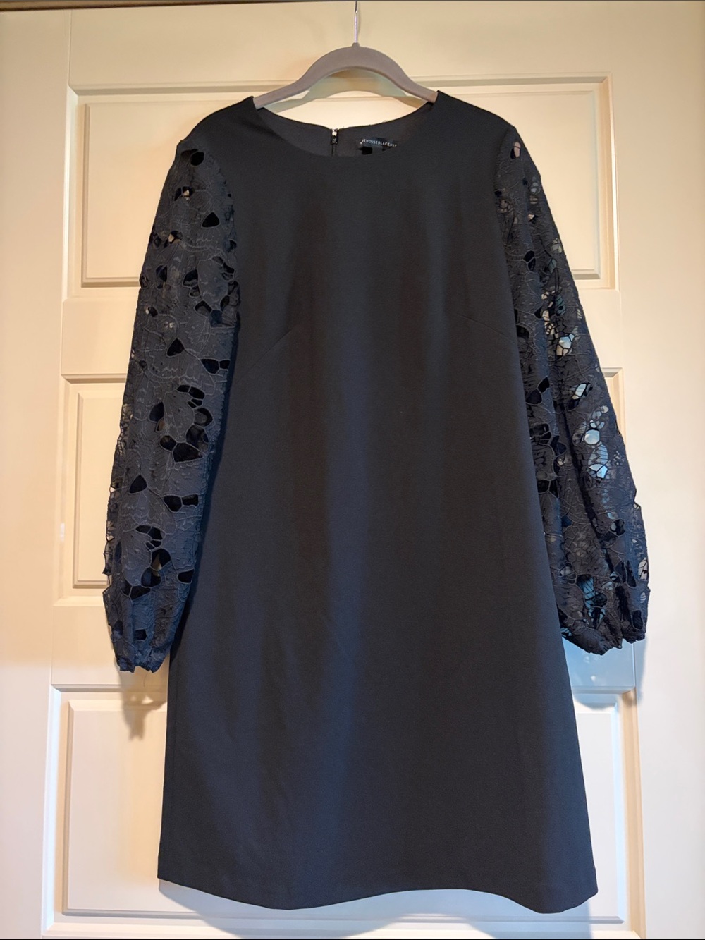 White House Black Market Black Lace-Sleeve Shift Dress
